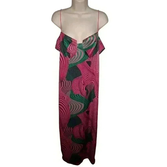 Pretty Little Things Plus Pink Abstract Print Cup Detail Midi Dress Size 16 $68 - Picture 7 of 16
